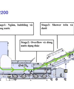 Quy trình rửa rau 3 công đoạn của máy Yoshiizumi YS-2200