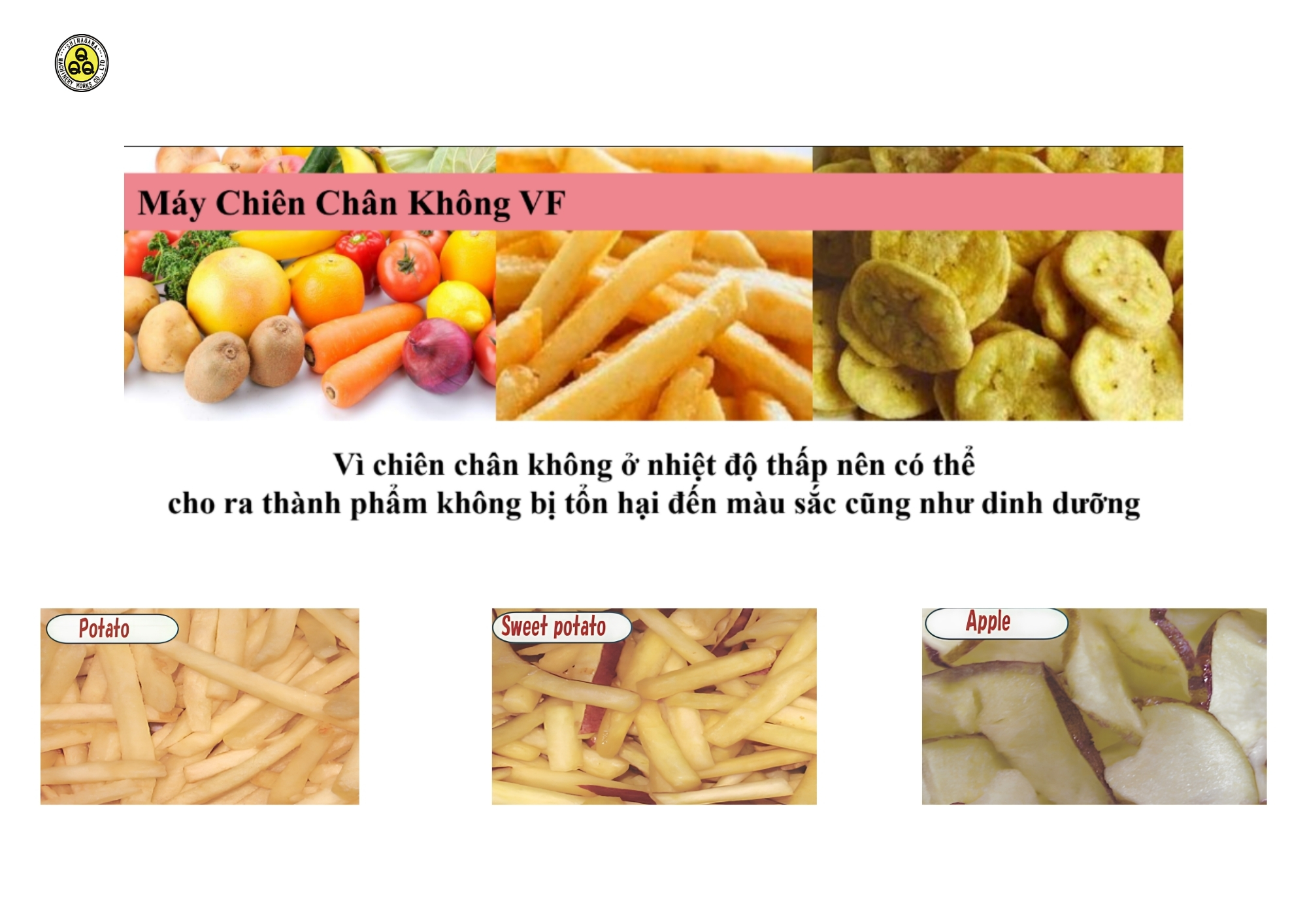 Ứng dụng máy chiên chân không Shinagawa VF Series cho rau củ và trái cây