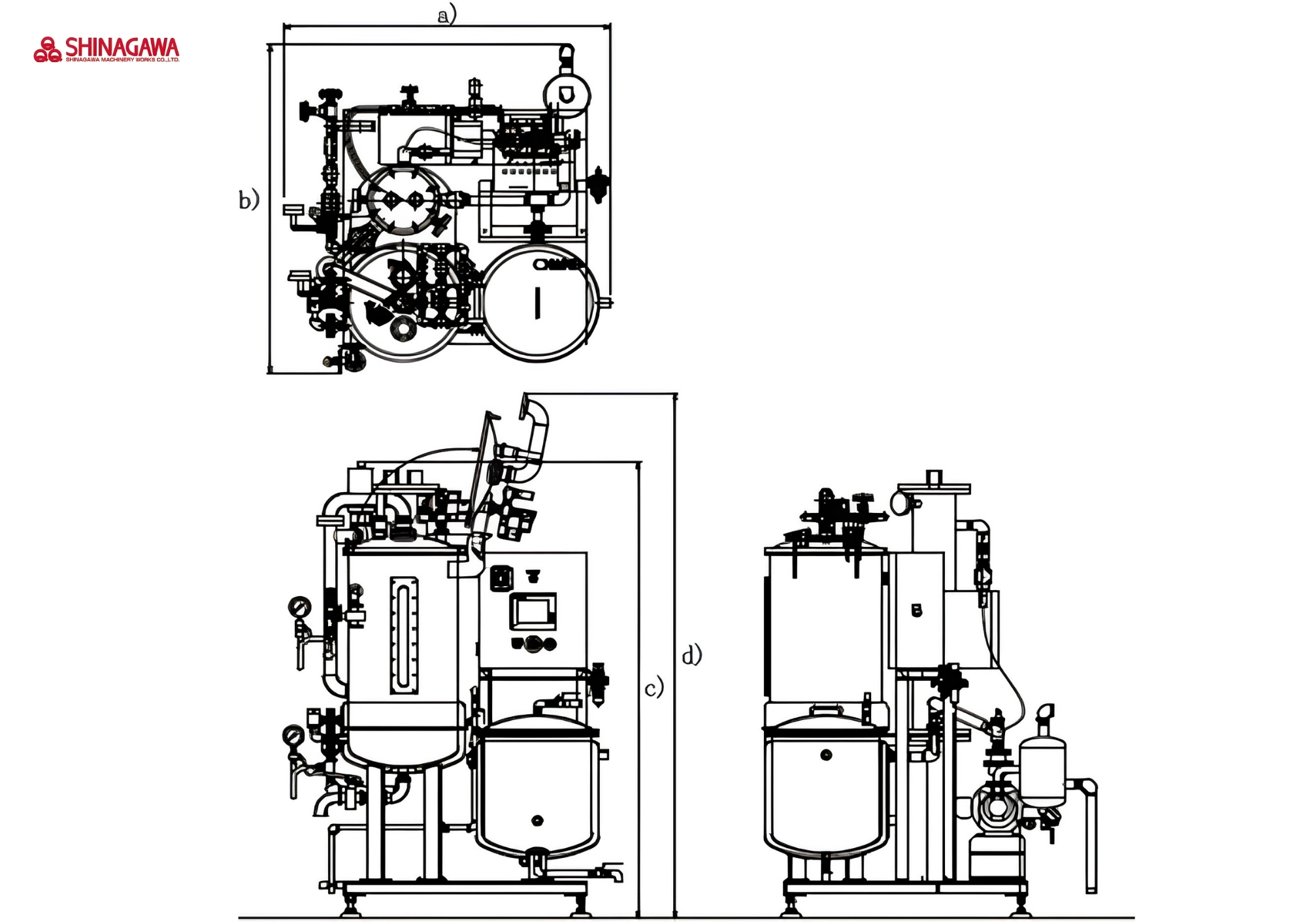 echnical drawing of the Shinagawa 100VC Vacuum Concentrator